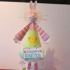 Wood and Metal Easter Bunny Decoration